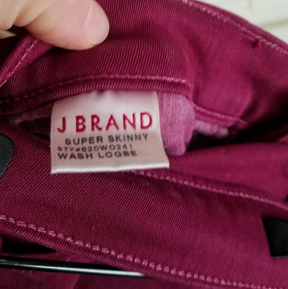 J Brand 25 Berry Color Skinny Jean Short Length - Picture 3 of 6